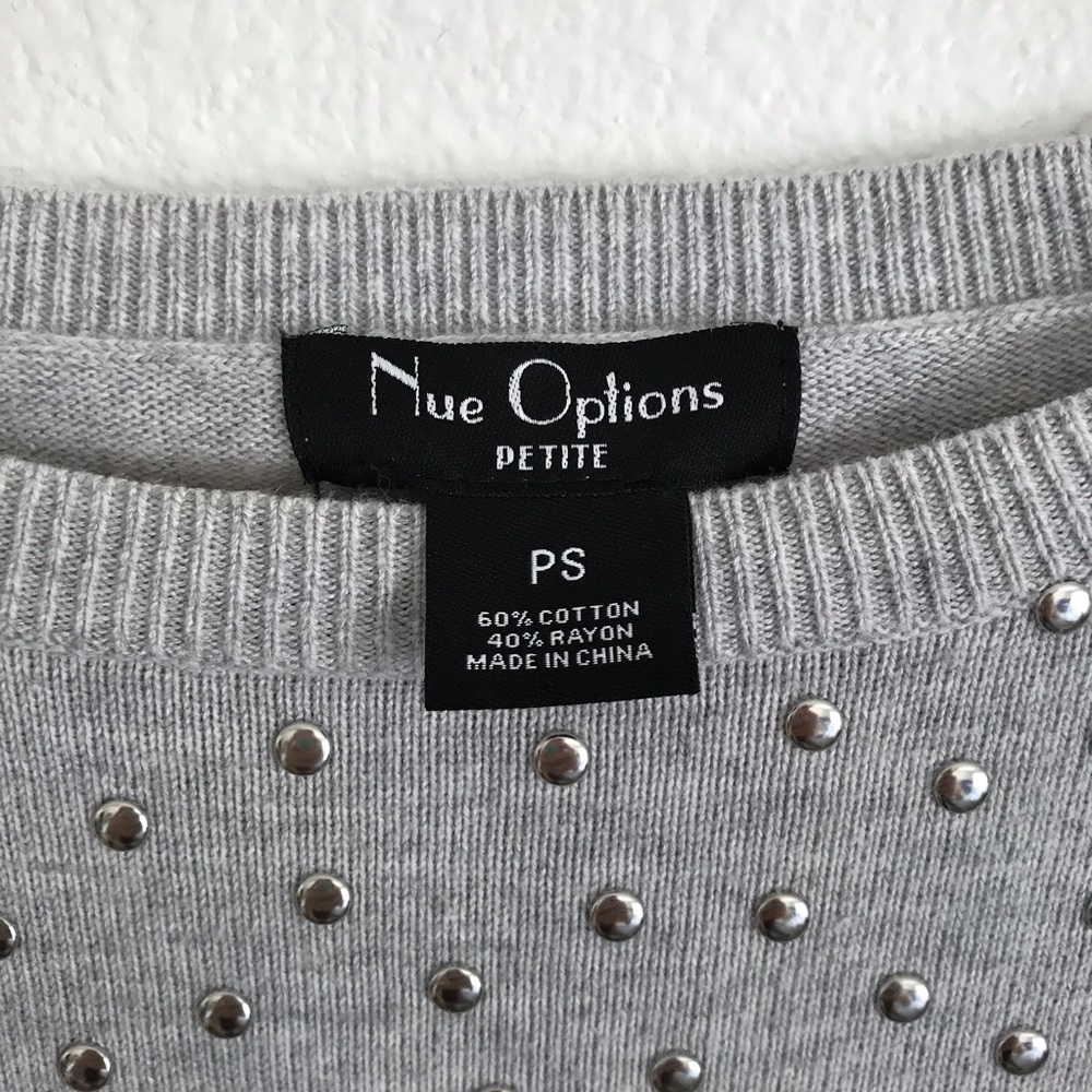Nue Options 3/4 Sleeve Rhinestone Sweater E1